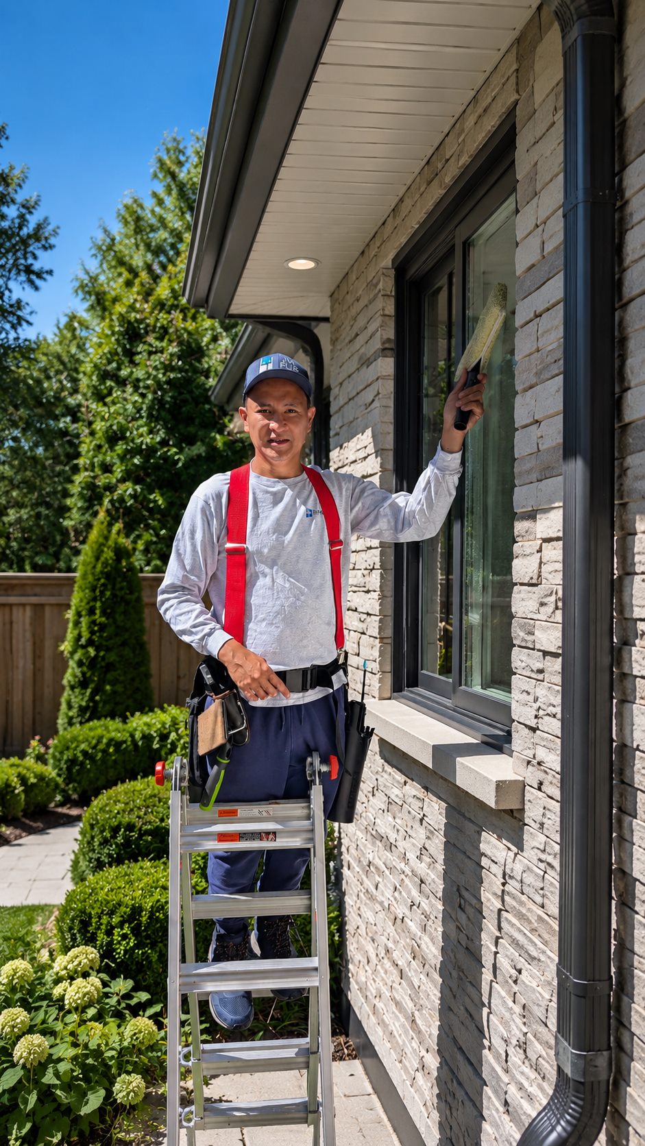 Stanley ready to clean exterior windows safely with professional tools